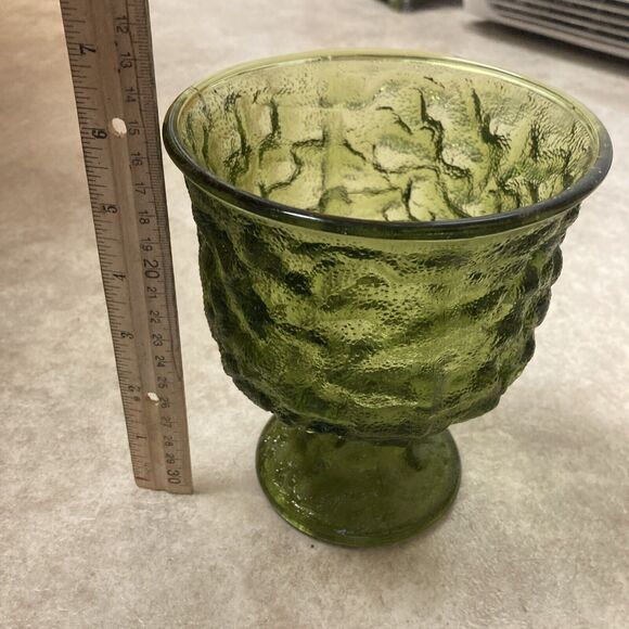 E.O. Brody Green Glass Goblet 1960's Vintage Candy Dish Planter Compote Vintage - Picture 6 of 7
